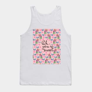 Oh Youre Sweet Macaron Dreams Watercolour Black Tank Top